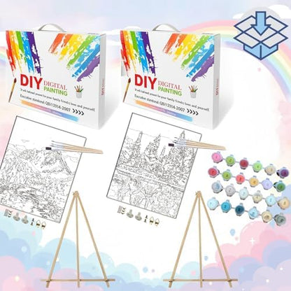 BAISITE Paint by Numbers Kit for Adults,8" Wx12 L 2 Pack Canvas for Painting Kits for Adults in Colorful Box 219220 Already Framed - Image 3