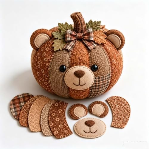DIY Animal Pumpkin Sewing Kit - Autumn Fabric Animal Pumpkin Craft Set for Adults Beginners - Thanksgiving Handmade Fall Patchwork Craft Kit for Holiday Decor (1PCS E) by Unknown