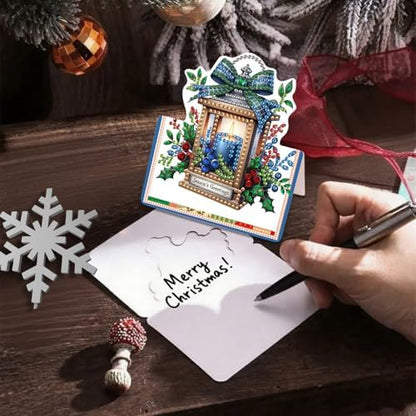 DIY Diamond Art Painting Greeting Card Creative Holiday Blessing 3D Folding Set Stationery Ornament Present Handmade-Christmas Lanterns - Image 6