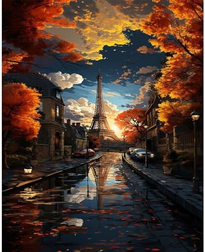 PRASIO Paint by Numbers Kit for Adults Beginner, Eiffel Tower Adult Paint by Number Kits, DIY Acrylic Paint by Numbers Kit for Adults Canvas for Home Decor Gift 16x20 Inch by Unknown