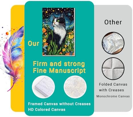 4 Pack Framed Paint by Numbers Kit for Adults Beginner Canvas Painting by Numbers for Adults Black Cat Easy Adult Paint by Number Kits with Frame Starry Night Watercolor Painting by Number 8x12 Inch - Image 3