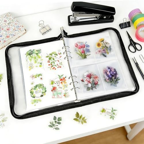 5-in-1 Sticker Organizer Book Reusable A5 Storage Binder with 220 Pockets,10 Release Papers, Zipper Album Sticker Collecting Display Keeper (Black, Pack of 2) - Image 3