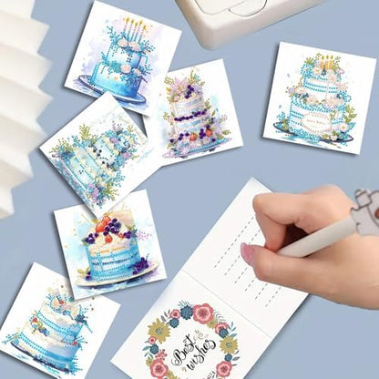 DIY Diamond Greeting Cards Set, 5D DIY Diamond Art Painting Festival Style Greeting Card, DIY Christmas Card Making Kits for Family Friends Handmade Gift-#09-6PC Cake - Image 3