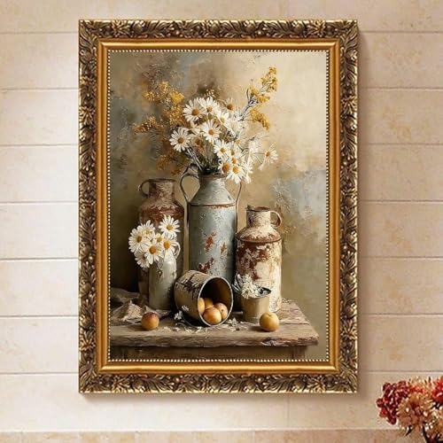Daisy Flower Paint by Numbers Kit for Adults Framed Canvas, Frameworkless - Image 2