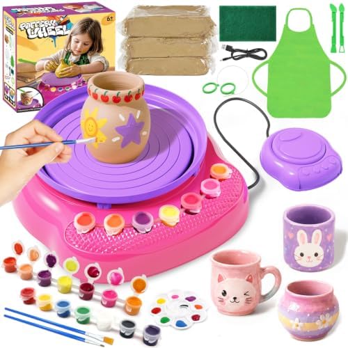 Pottery Wheel for Kids, Arts and Crafts for Kids Ages 8-12, Crafts for Girls 8-12, Complete DIY Clay Wheel Pottery Kit for Beginners, Kid Crafts Gifts for Girl Toys Ages 8 9 10 11 12 Year Old Birthday by Einailvk