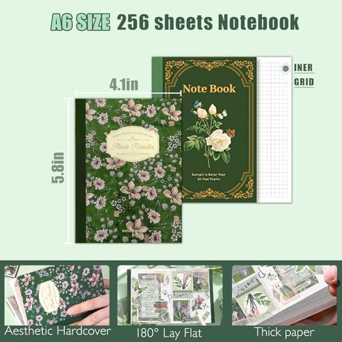 Scrapbooking Supplies Kit, A6 Grid Notebook, Vintage Junk Journaling Kit - Image 4
