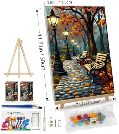 ATDMS Paint by Numbers Kit for Adults with Frame Autumn Landscape Paint by Number with Easel Forest Adult Paint by Number Kits Framed Canvas DIY Acrylic Oil Painting kits for Home Wall Decor 8x12 Inch - Image 2
