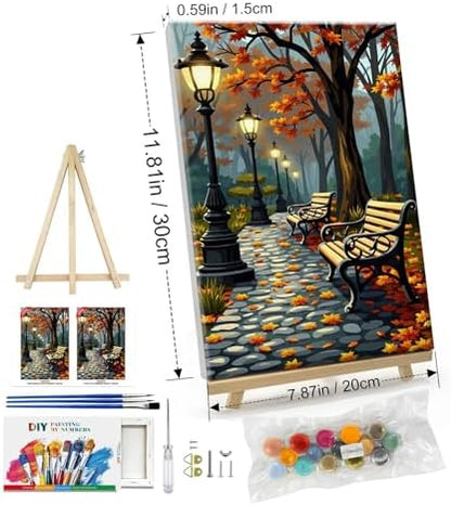ATDMS Paint by Numbers Kit for Adults with Frame Autumn Landscape Paint by Number with Easel Forest Adult Paint by Number Kits Framed Canvas DIY Acrylic Oil Painting kits for Home Wall Decor 8x12 Inch - Image 2