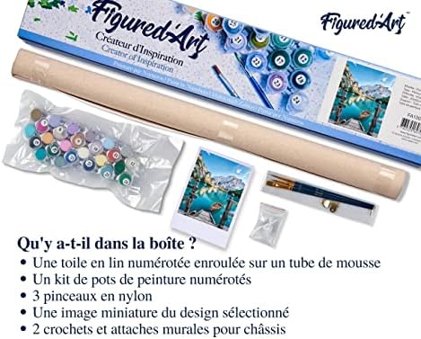 Figured'Art Paint by Numbers Kit for Adults Boat on The Mountain Lake 16"x20" - Craft Art Painting DIY Kit Rolled Canvas Without Frame - Image 5