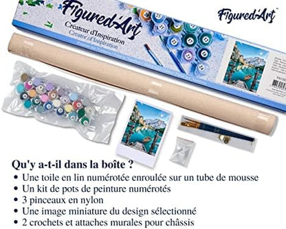 Figured'Art Paint by Numbers Kit for Adults Boat on The Mountain Lake 16"x20" - Craft Art Painting DIY Kit Rolled Canvas Without Frame - Image 5