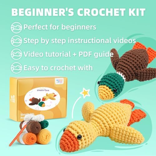 MOREJMTT Crochet Kit for Beginners, Learn to Crochet, Include Easy Knitting Soft Yarn, Step-by-Step Video Tutorial, Hook, Holiday Birthday Gift for Adults(2 Pack Ducks) - Image 6