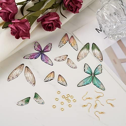 FASHEWELRY 20Pcs Resin Butterfly Wings Charms Fairy Wings Earring Charms Dragonfly Wings Pendants with 70Pcs Earring Hooks & Jump Rings for Crafts Jewelry Making - Image 5