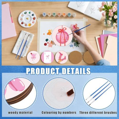 8 Pack Modern Paint by Numbers Kits Coasters with Holder Cork Pads - Image 5