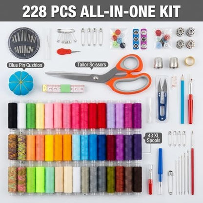 Sewing Kit for Adults, Forypretty Needle and Thread Kitfor Sewing,Professional Sewing Supplies Accessories with Tailor Scissors,43XL Thread,30 Needles,Yarn Snips and More for Travel Home Beginners - Image 2