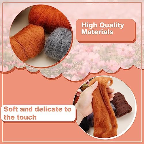 Wonvoc Needle Felting Wool 2.82 OZ, 8 Colors Wool Roving, Winter Dunes - Image 5