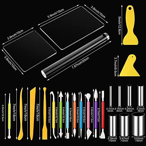 Honoson 23 Pcs Clay Sculpting Tools Set with Roller Cutters,Colorful - Image 3
