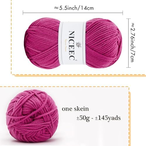 NICEEC 300g Soft Assorted Colors Yarn 100% Acrylic 870yds -Series 17 - Image 3