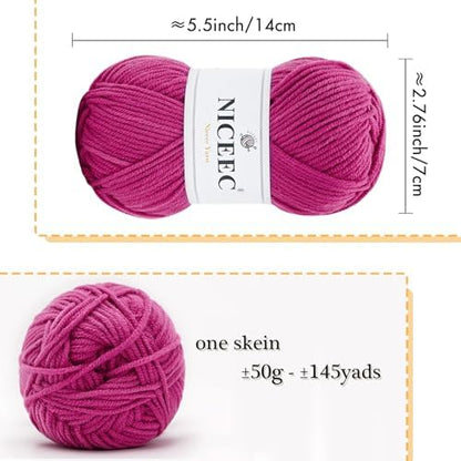 NICEEC 300g Soft Assorted Colors Yarn 100% Acrylic 870yds -Series 17 - Image 3