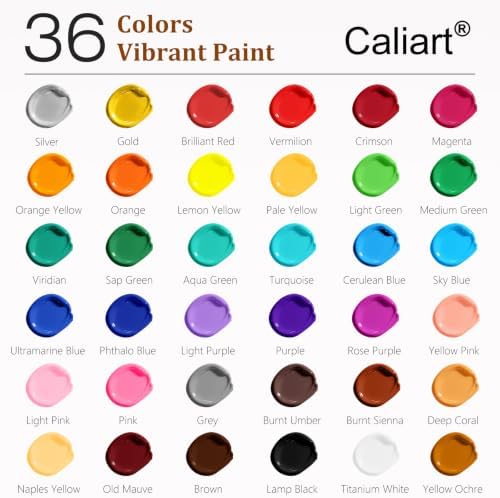 Caliart 36 Colors Acrylic Paint Set with 12 Brushes - Image 2