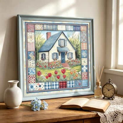 Country House Garden Stamped Cross Stitch Kits for Beginner 13.7x13.7 Inch - Image 3