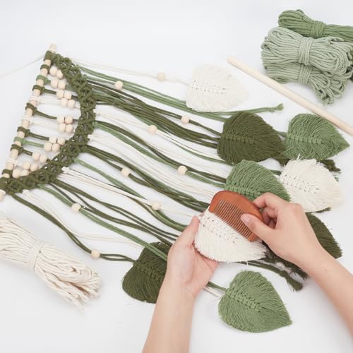 ORIGACH DIY Macrame Leaf Wall Hanging Kit Boho Macrame Leaf Tapestry Kit for Adults Beginner Handmade Macrame Feather Wall Hanging Decor for Living Room Bedroom - Image 5
