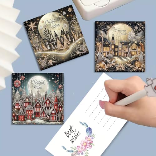 Diamond Art Greeting Cards Kit-6Pcs Diamond Art Cards Special Shaped Diamond Painting Greeting Card Arts Crafts for Christmas Birthday Thanksgiving Day Holiday (Christmas-1) - Image 4