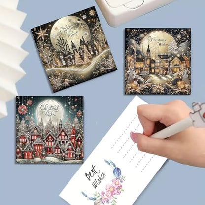 Diamond Art Greeting Cards Kit-6Pcs Diamond Art Cards Special Shaped Diamond Painting Greeting Card Arts Crafts for Christmas Birthday Thanksgiving Day Holiday (Christmas-1) - Image 4