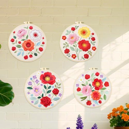 ORIGACH 4 Pack Floral Embroidery Kits for Beginners - Image 6