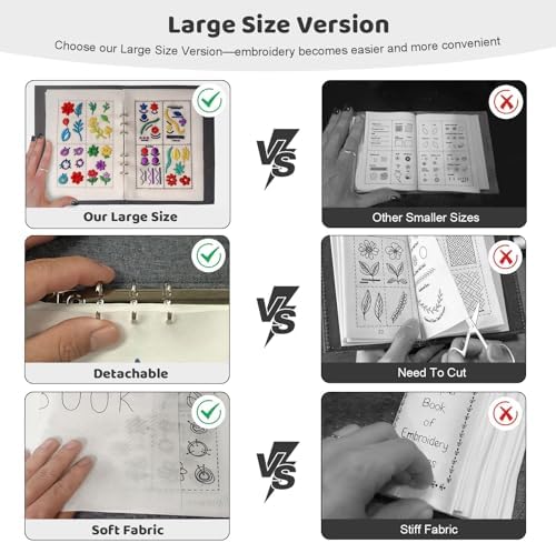 Vipxsa Embroidery Stitch Book Kit for Beginners, 138 Patterns with Embroidery Hoop & 87 PCS Tools, Portable Loose-Leaf Beginner Embroidery Kit Hand Embroidery Starter Kit for Adults DIY Craft Lovers - Image 3