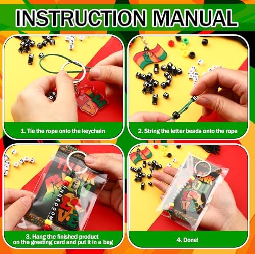 Suncalla 996 Pcs 24 Set Juneteenth Keychain Making Kit DIY 1865 Bead Crafts - Image 3
