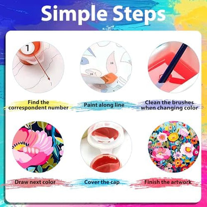 xcemhil Flowers Paint by Number Kit for Adults, Paint by Numbers Flowers, Adult Paint by Number Kits on Canvas for Gift Home Wall Decor 16x20in - Image 7