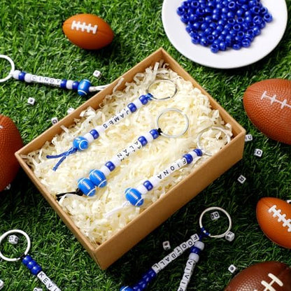Landical 564 Pcs Football Keychain Making Kit DIY Name Bead Craft Blue - Image 3
