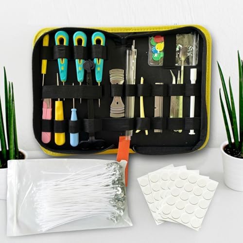 136PCS Professional Candle Making Kit with Soy Candle Wicks,Big Hole Long Wicking Needle for Molds with Storage Bag,Wick Trimmer,Mold Hook Eye Punch Needle for Candle Lover Beginner - Image 2