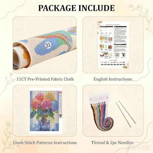 WUSARPLY Flower Stamped Cross Stitch Kits for Beginners Adults - Image 5