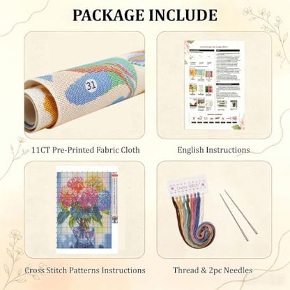 WUSARPLY Flower Stamped Cross Stitch Kits for Beginners Adults - Image 5