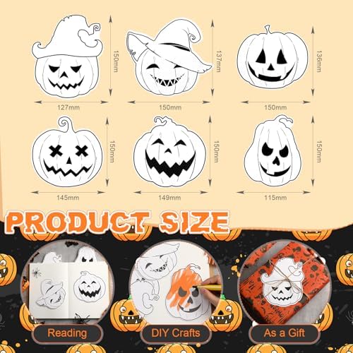 48 Pcs Halloween Pumpkin Coloring Crafts Color Your Own Bookmark - Image 3