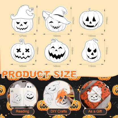 48 Pcs Halloween Pumpkin Coloring Crafts Color Your Own Bookmark - Image 3