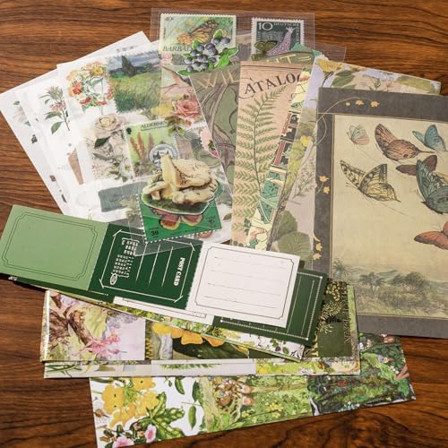 YagCu Botanical Scrapbooking Kit, Vintage Junk Journal Supplies for Adult, Green Large Collection Journal and Scrapbook Set, Journaling Materials, Arts Craft Beginner Stationery - Image 6