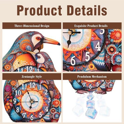 3D Puzzles for Adults, Penguin Wall Clock 3D Wooden Puzzles Clock Kits for DIY Birthday Gift for Women Men Home Decor Holiday Christmas - Image 3