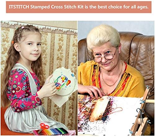 ITSTITCH Printed Cross Stitch Kits 11CT 27X27 inch DIY Embroidery Starter Kits Easy Patterns Embroidery for Girls Crafts DMC Stamped Cross-Stitch Supplies Needlework Honliday Wreath - Image 5