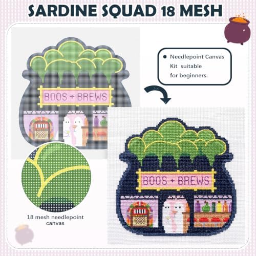 XunYee Needlepoint Canvas Kit, Halloween Boos and Brews - Image 3