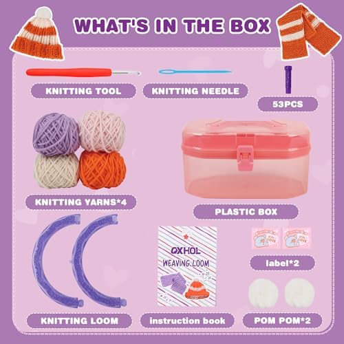 QXHOL Knit Hat Scarf Knitting Loom Kit - DIY Craft Kit for Beginners - Image 2