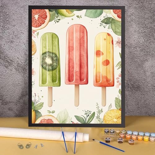 RICUVED Paint by Numbers for Adults, Summer Paint by Numbers Kit for Adults Beginners, Fruit Popsicle DIY Acrylic Oil Painting on Canvas Easy for Gift Home Wall Decor 16x20 Inch - Image 2
