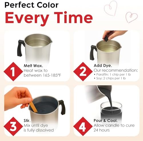 Valentine Candle Dye Chips, Soy & Paraffin Candle Making, 5 Colors - Image 3
