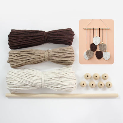 BUFANTL DIY Macrame Leaf Wall Hanging Kit for Beginners, Boho Woven Tapestry Craft Kit with Macrame Cord, Wooden Beads & Printed Instructions, Home Decor Macrame Kit for Adults by Unknown