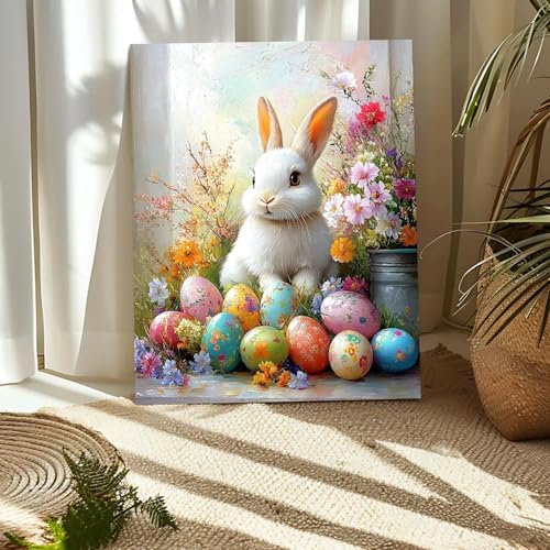 NEWENMO Basket with Eggs Paint by Numbers Kits for Adults, Paint by Number Beginner, Easter Bunny, Canvas Painting by Numbers for Adults, Easy DIY Oil Painting Kits for Gifts Home Decor 16x20 Inch - Image 5