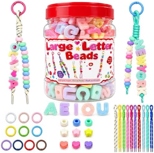 Kasmena 420Pcs Chunky Large Letter Beads DIY Keychain & Bracelet Making Kit by Kasmena