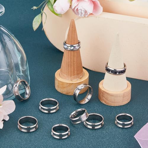 SUNNYCLUE 1 Box 18Pcs Stainless Steel Grooved Finger Ring US Size 7/8/9/10/11/12 Core Blanks 8mm Wide Empty Round Grooved Inlay Ring Blanks for Jewelry Making Kits Men Women DIY Craft Supplies - Image 5