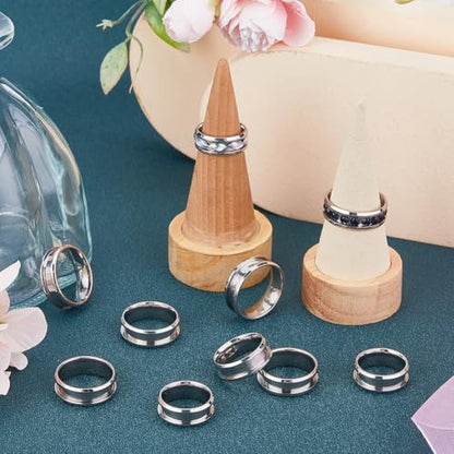 SUNNYCLUE 1 Box 18Pcs Stainless Steel Grooved Finger Ring US Size 7/8/9/10/11/12 Core Blanks 8mm Wide Empty Round Grooved Inlay Ring Blanks for Jewelry Making Kits Men Women DIY Craft Supplies - Image 5