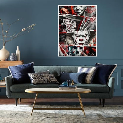 Eiazuiks Halloween Stamping Cross Stitch Kit, Horror Halloween Counting Cross Stitch Kit for Adult Beginners, Full Line DIY Stitching Kit for Home Decor Cross Stitch Patterns 12x16 inches - Image 2